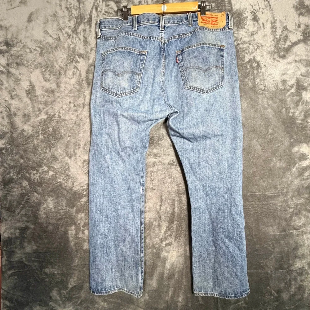 Levis Mens 501 Jeans W38 L30 Light Wash Blue Straight Leg Button Fly Classic